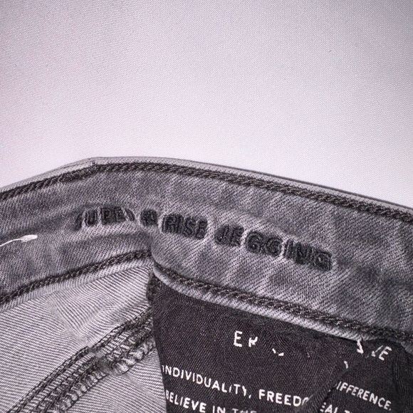 American Eagle Size 0 Black Distressed Super Hi Rise Skinny Jegging Jeans - Picture 7 of 10